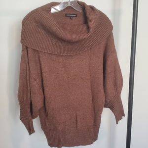 Express cowl neck balloon sleeve sweater - brown, M